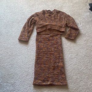 Zara sweatshirt/skirt set- faux fur-color: apricot and purple